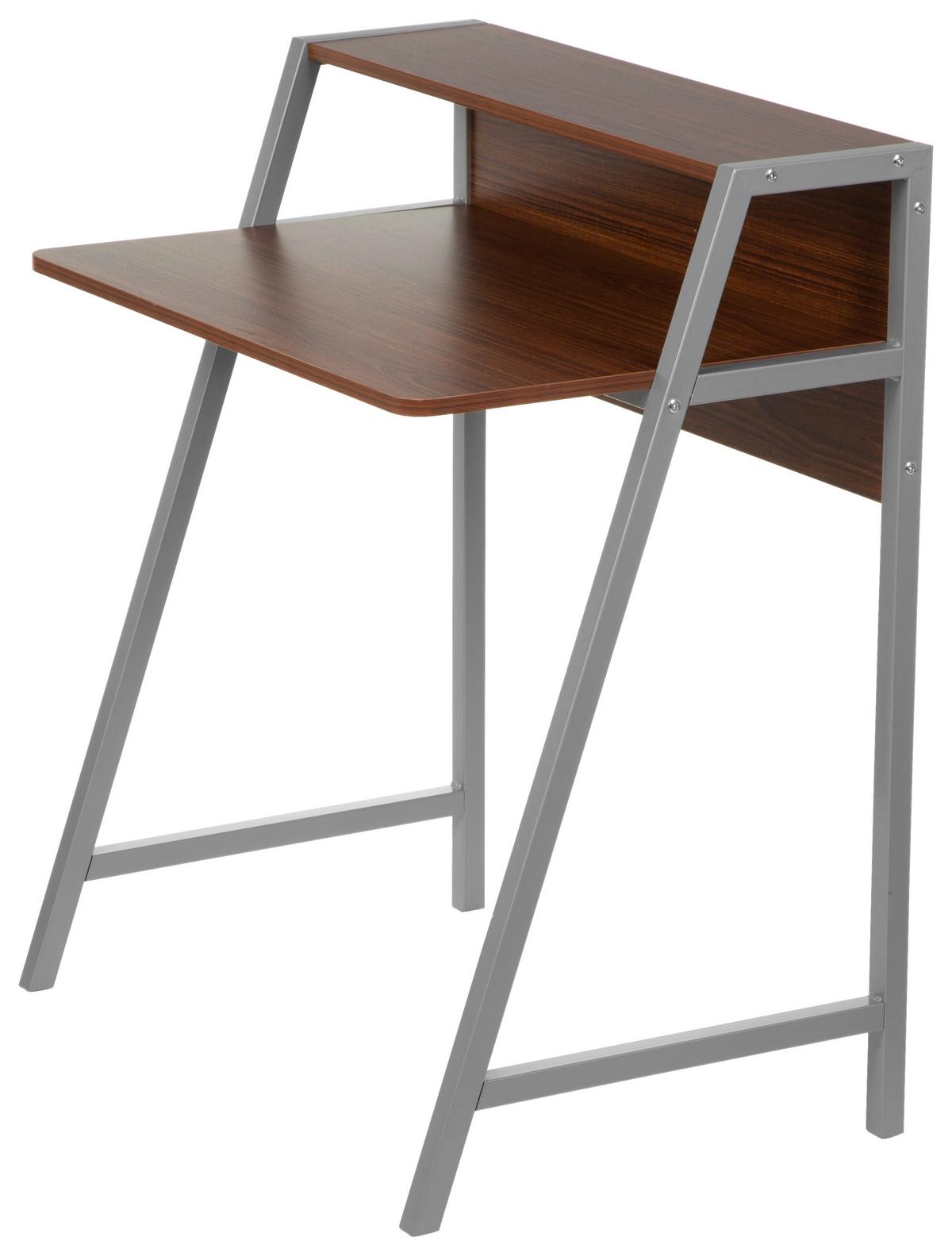 Schreibtisch Dumont Silberfarben/Wallnussfarben - Silberfarben/Walnussfarben, MODERN, Holzwerkstoff/Metall (78/89/51cm) - MID.YOU