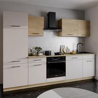 Kuchyňský blok MAX II bez spotřebičů, šířka 280 cm - barvy dubu/černá, Basics, kompozitní dřevo/plast (280/200/60cm) - P & B
