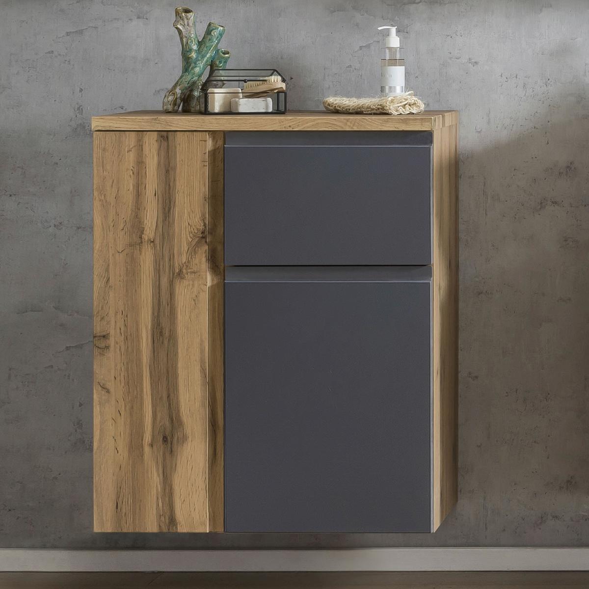 Unterschrank Varese B: 65 cm Grau/Eiche Wotan - Eiche Wotan/Grau, MODERN, Holzwerkstoff (65/79/35cm) - Held
