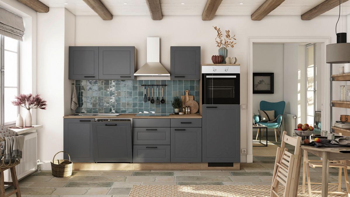 Küchenblock Romeo Eiche/anthrazit B: 280 Cm - Eichefarben/Anthrazit, Basics, Holzwerkstoff (280cm) - FlexWell