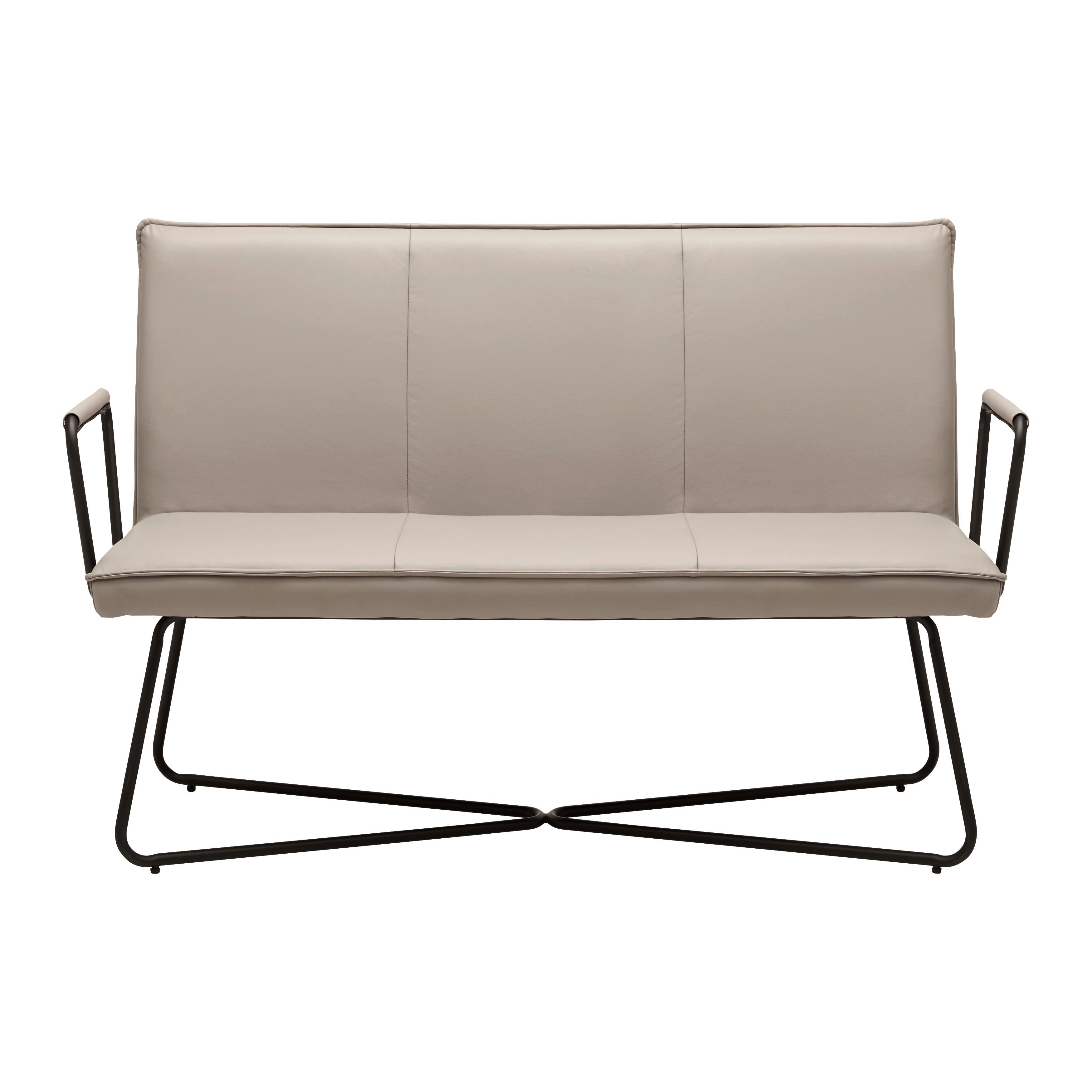 Lavice Z Koženky Bosco - Šedohnědá - černá/šedohnědá, Moderní, kov/dřevo (140/90/62cm) - Bessagi Home