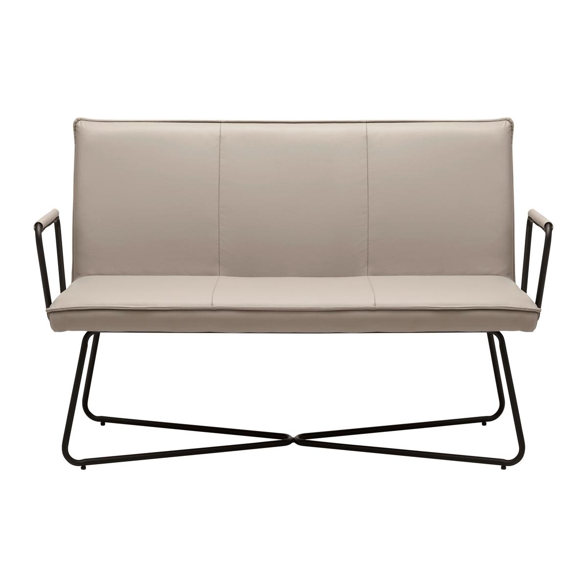 Lavice z koženky Bosco - šedohnědá - černá/šedohnědá, Moderní, kov/dřevo (140/90/62cm) - Bessagi Home