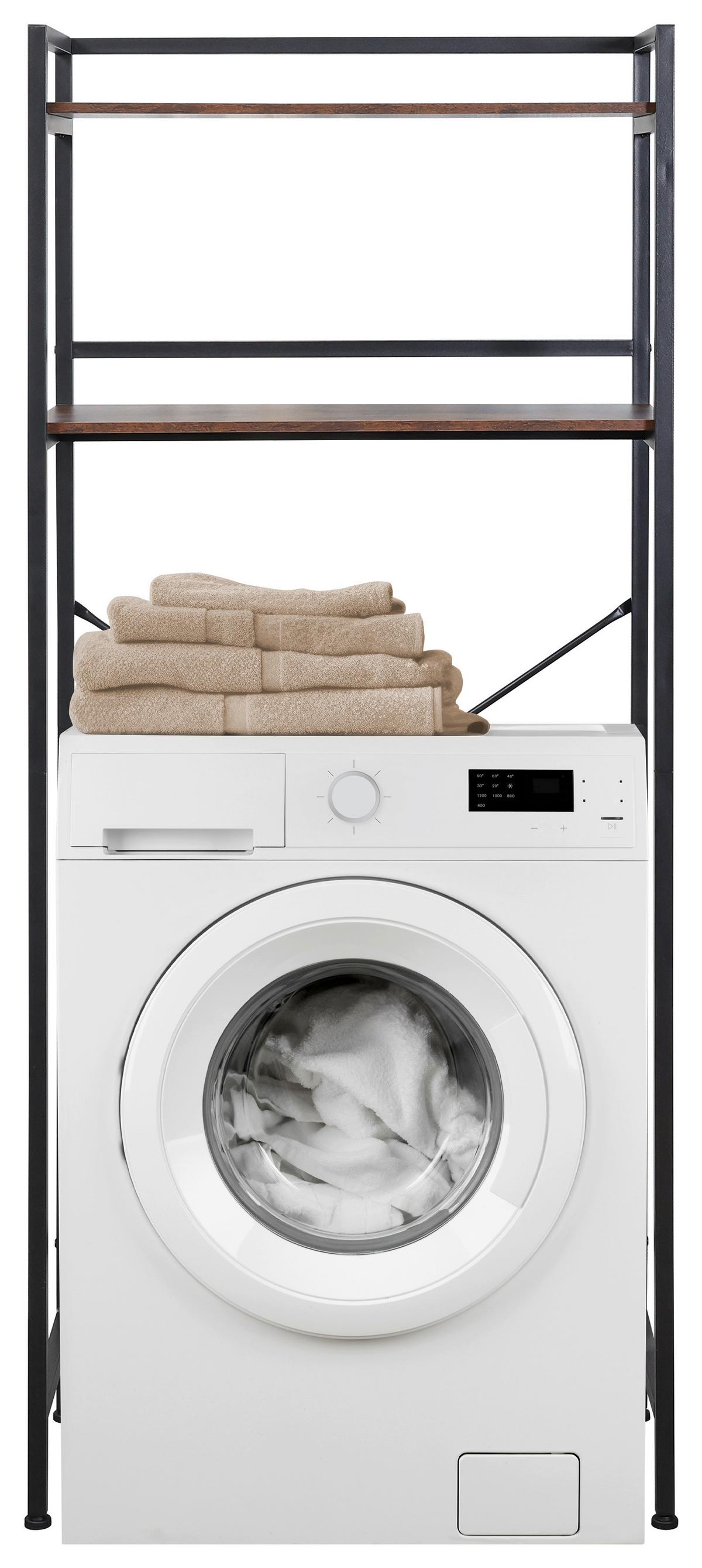 Waschmaschinenregal Respekta - Schwarz/Braun, Trend, Holzwerkstoff/Metall (168/70/35cm) - Homezone