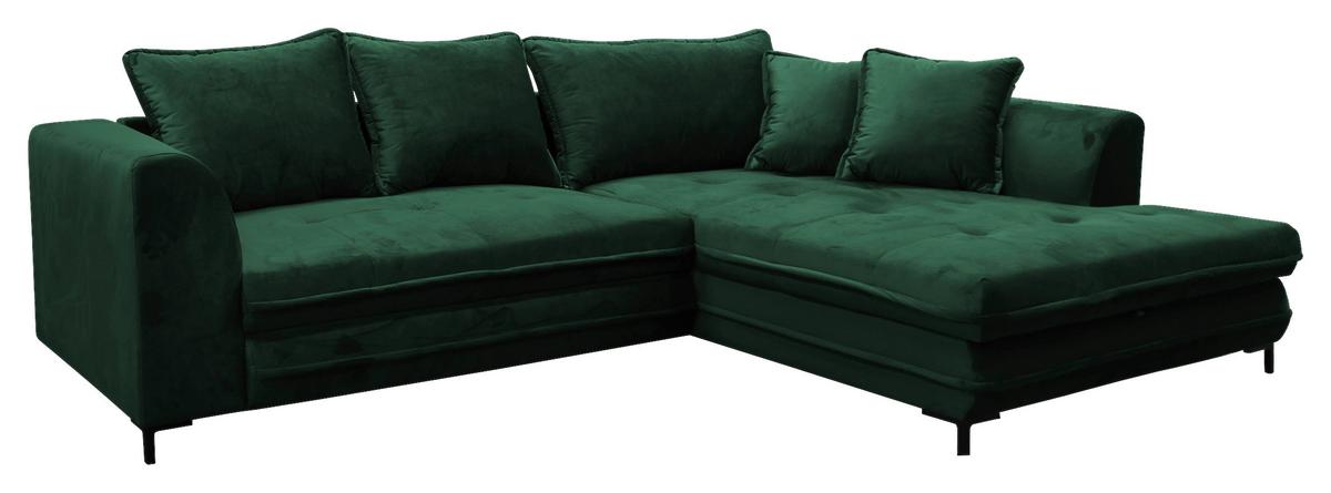 Ecksofa mit Schlaffunktion Bello Ottomane Rechts Grün - Schwarz/Grün, Design, Textil (277/187cm) - Livetastic
