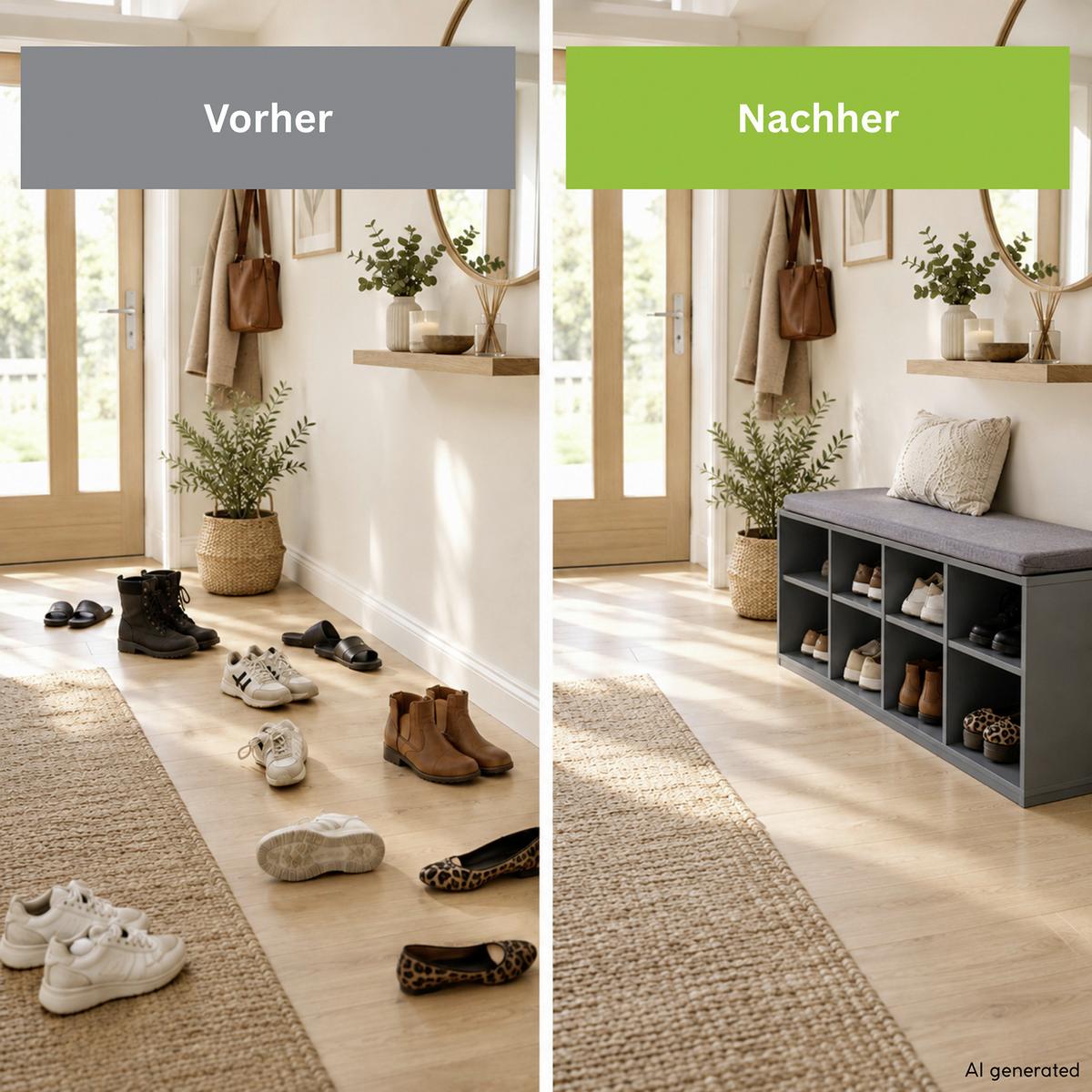 SCHUHREGAL Grau B: 103,5 cm - Grau, Design, Holzwerkstoff/Textil (103.5/48/29.5cm) - Kesper