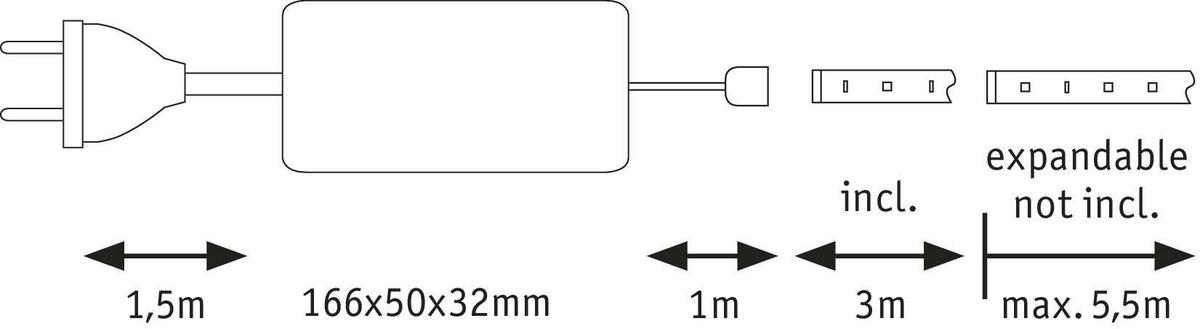 Led-streifen L: 3-5,5 M Dimmbar - Silberfarben, Basics, Metall (300-550,0cm) - Paulmann