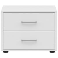 Nachtkästchen Smart Ii Weiß Dekor, 2 Laden, B: 50cm - Silberfarben/Weiß, KONVENTIONELL, Holzwerkstoff (50/37,7/35cm)