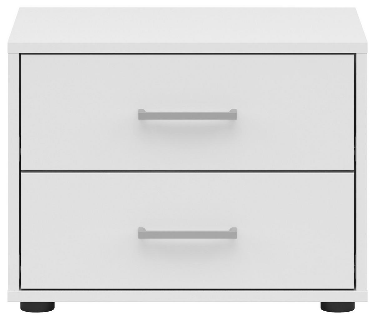 Nachtkästchen Smart Ii Weiß Dekor, 2 Laden, B: 50cm - Silberfarben/Weiß, KONVENTIONELL, Holzwerkstoff (50/37,7/35cm)