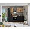 Küchenblock Turin Schwarz/Eiche Dekor B: 240 cm - Schwarz/Eiche Artisan, Basics, Holzwerkstoff (240cm) - MID.YOU