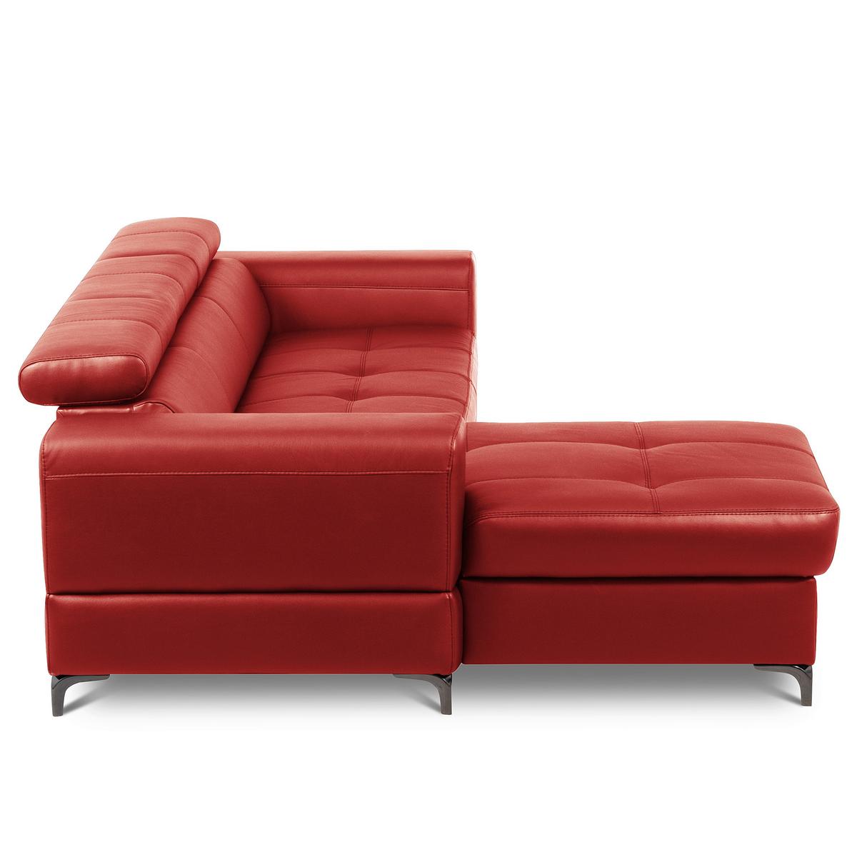 Ecksofa Torino Teilleder Rot 173x247 - Rot/Schwarz, Design, Leder/Textil (173/247cm) - Livetastic