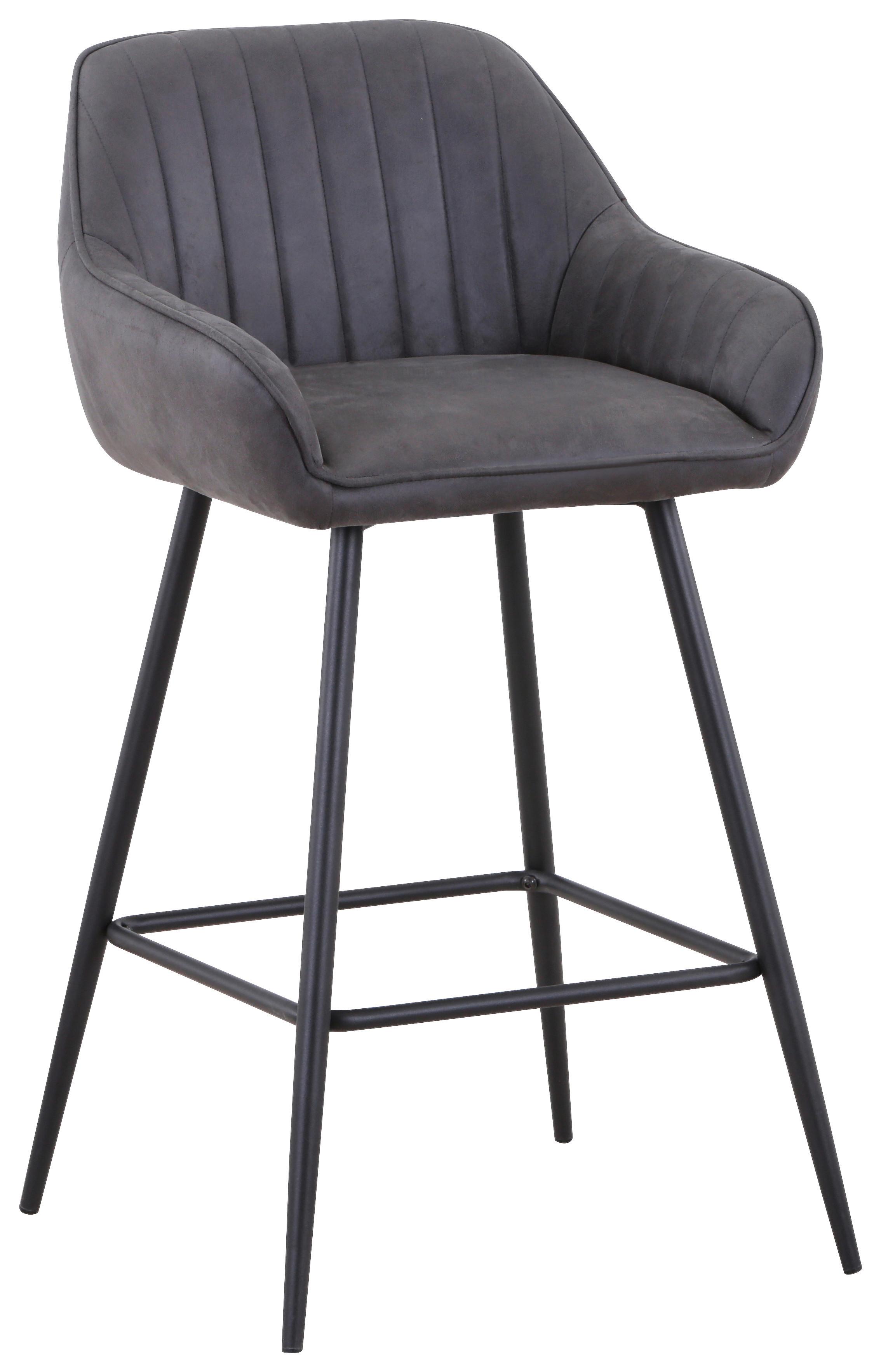 Barhocker mit Lehne Rom Grau/Schwarz - Dunkelgrau/Schwarz, MODERN, Holz/Textil (51/96/52cm)