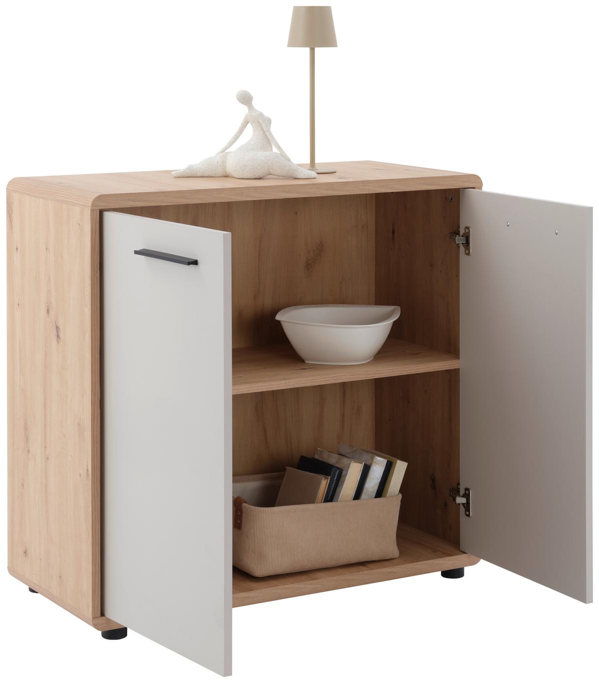 Kommode Fontana Plus B: 89,2cm Artisan Eiche Dekor/kaschmir - Kaschmir/Schwarz, MODERN, Holzwerkstoff (89,2/87/40cm)