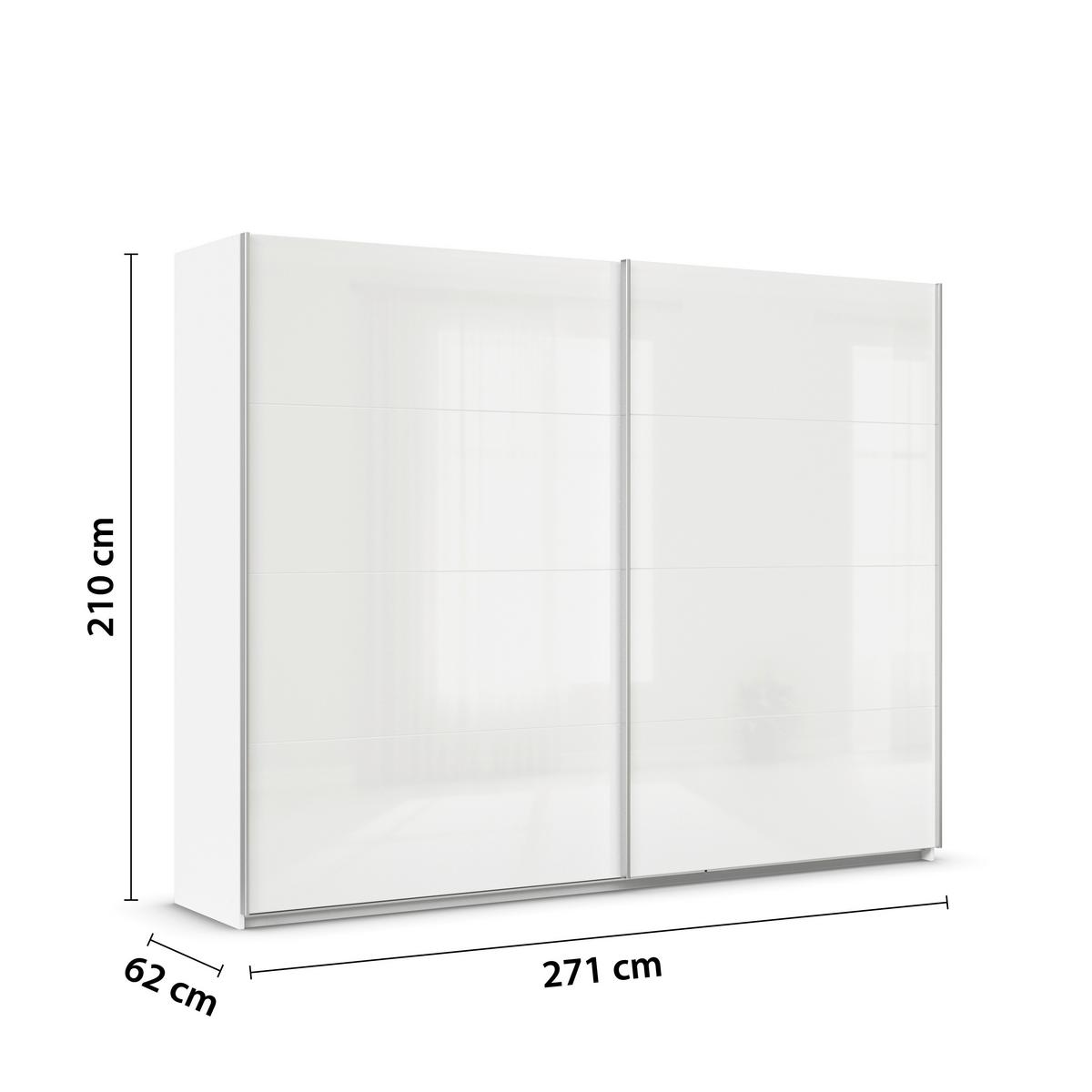 Tolóajtós Szekrény Feldkirch 271/210 Cm - magasfényű fehér/fehér, Modern, faalapú anyag (271/210/62cm)