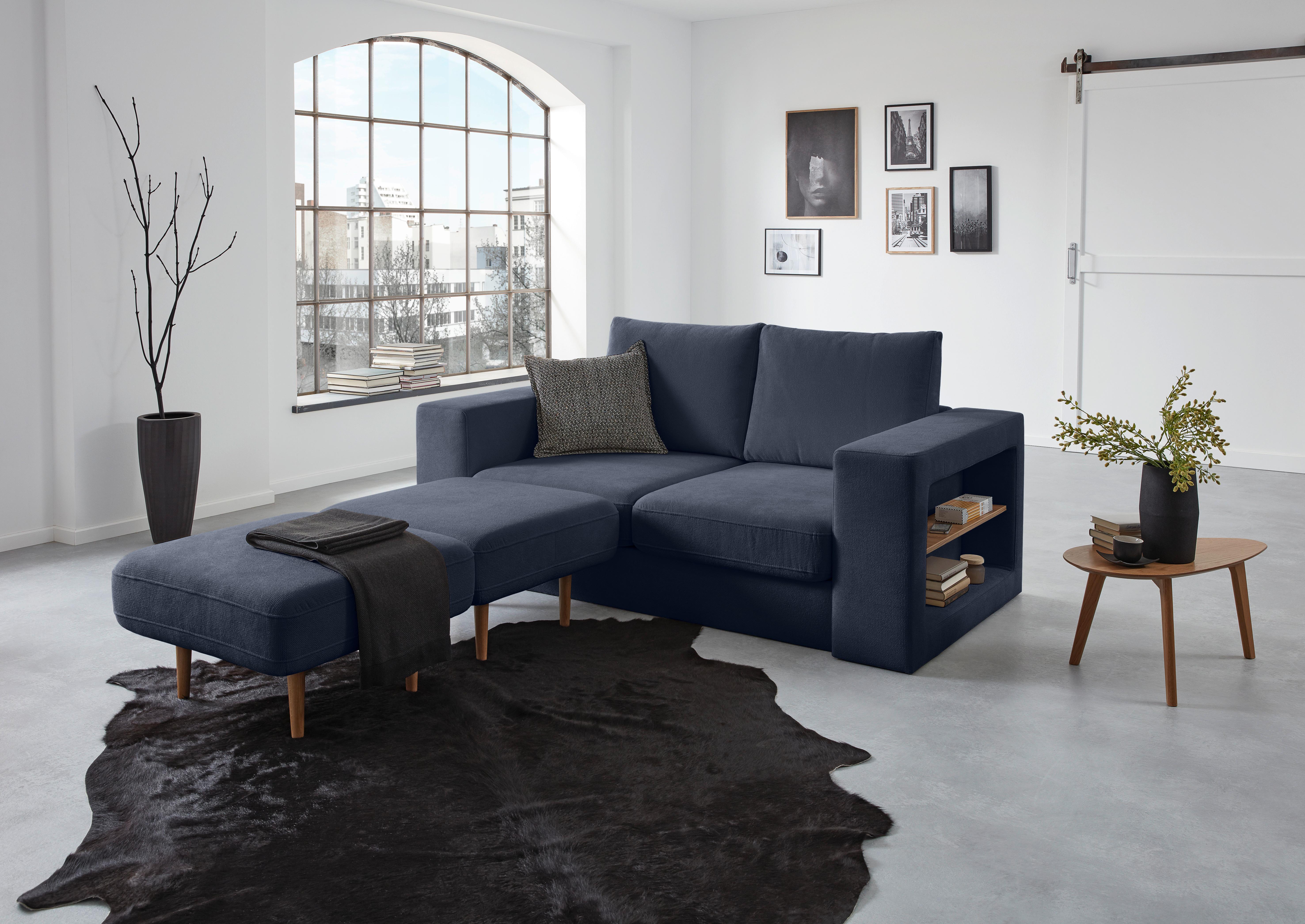 3-sitzer-sofa Looks V-2 - Eichefarben/Dunkelblau, Design, Textil (212/96/107cm) - LOOKS by W.Joop