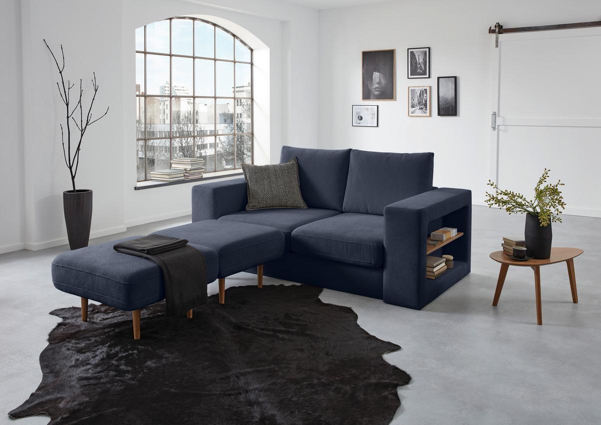 3-sitzer-sofa Looks V-2 - Eichefarben/Dunkelblau, Design, Textil (212/96/107cm) - LOOKS by W.Joop