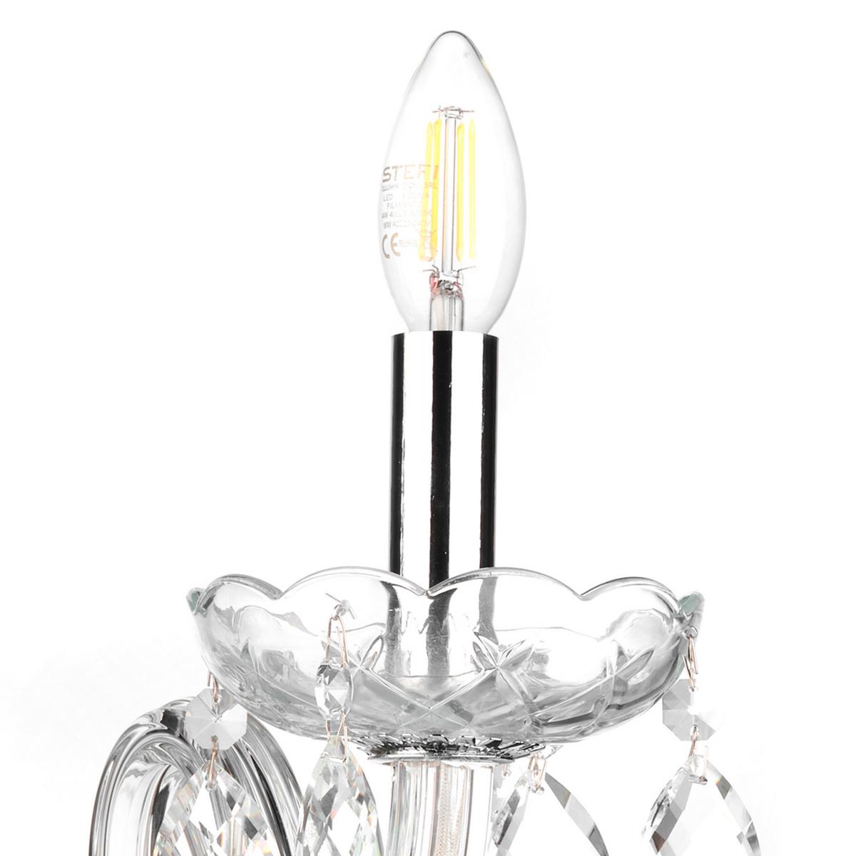 Wandleuchte 9095/Ap2c - Chromfarben/Transparent, KONVENTIONELL, Glas/Metall (32/30/20cm)