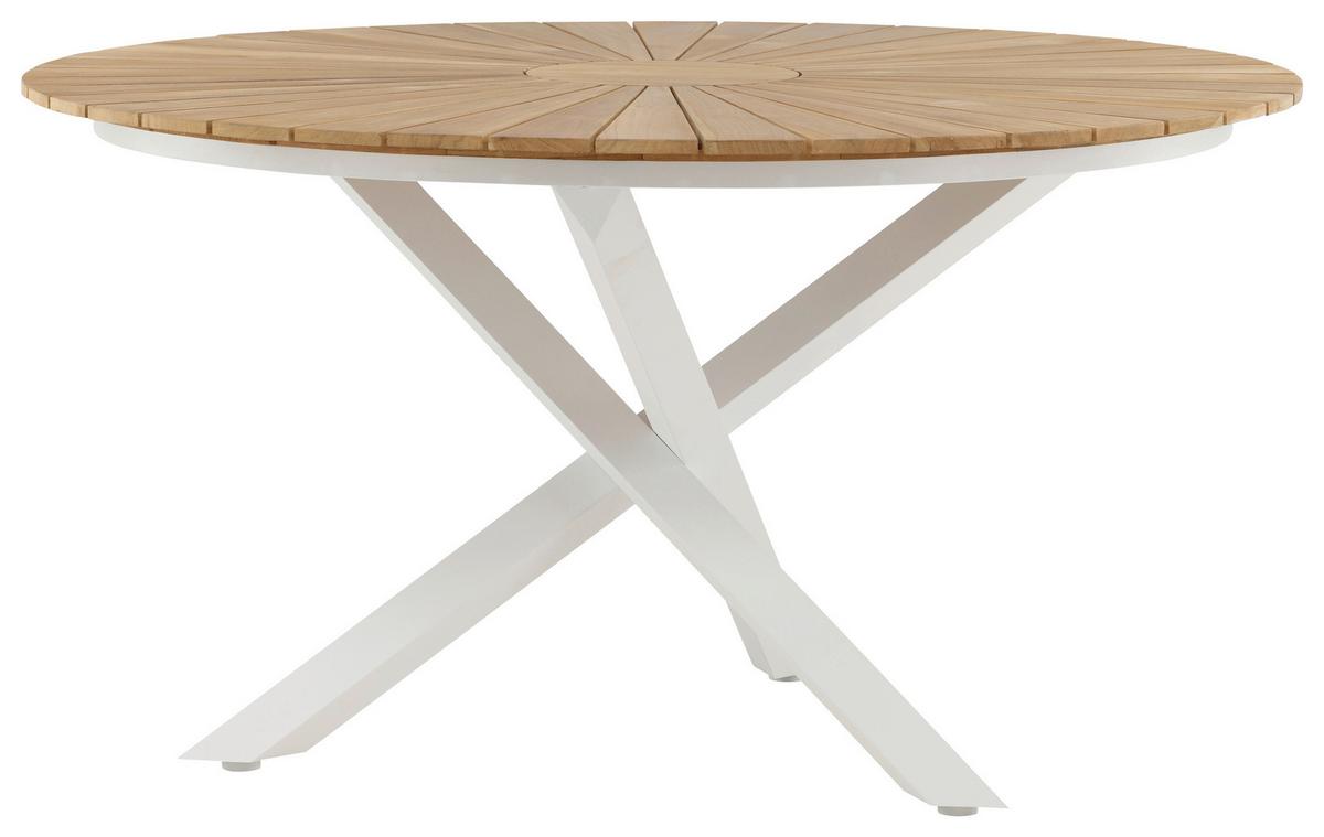 Gartentisch Mexico - Weiß/Teakfarben, KONVENTIONELL, Holz/Metall (140/140/75cm) - Gardenson