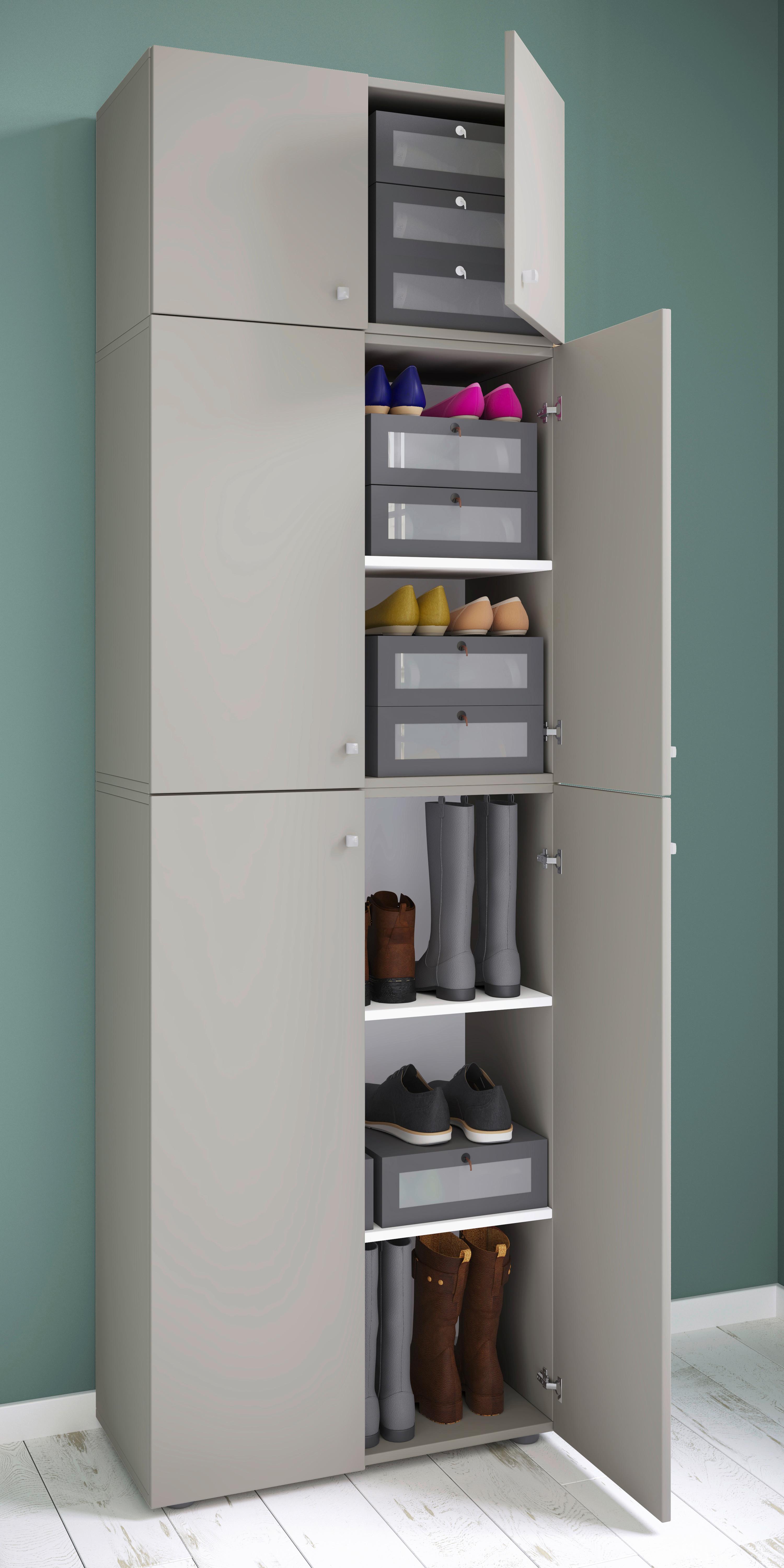 Schuhschrank Lona Xxl Grau B: 70 Cm - Schwarz/Grau, KONVENTIONELL, Holzwerkstoff (70/223/39cm) - MID.YOU