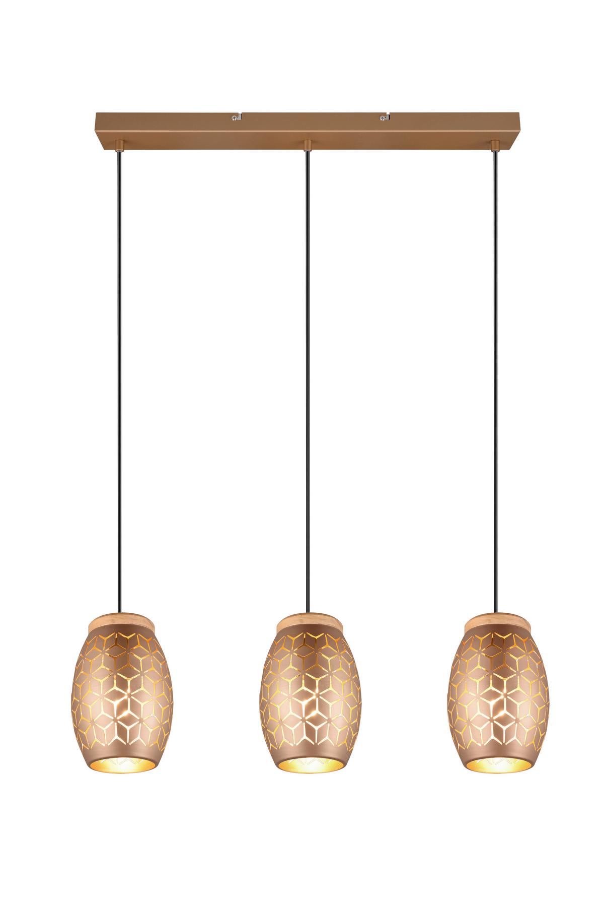 Pendelleuchte R31573065 Bidar - Goldfarben/Braun, KONVENTIONELL, Holz/Metall (71/15/150cm)