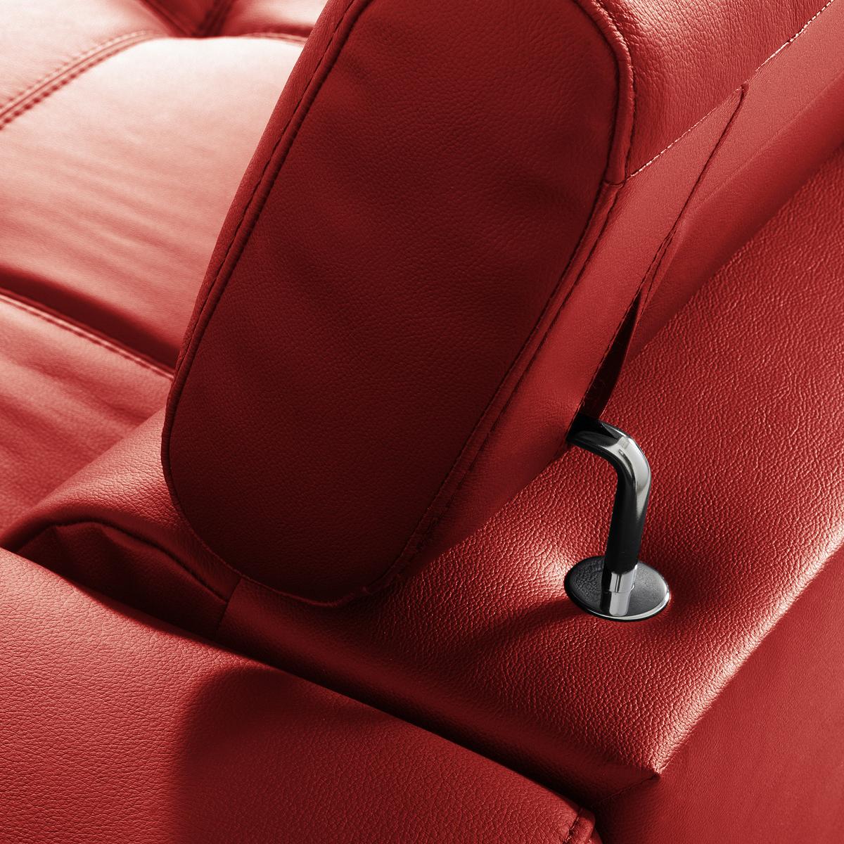 Ecksofa Torino Teilleder Rot 173x247 - Rot/Schwarz, Design, Leder/Textil (173/247cm) - Livetastic