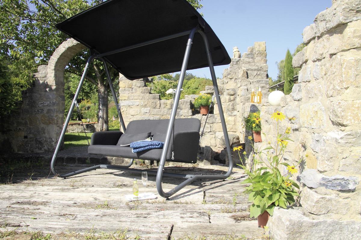 Hollywoodschaukel Mit Sonnendach Sun Acamp 2 Pers. - Anthrazit, Basics, Textil/Metall (190/142/177cm) - Acamp