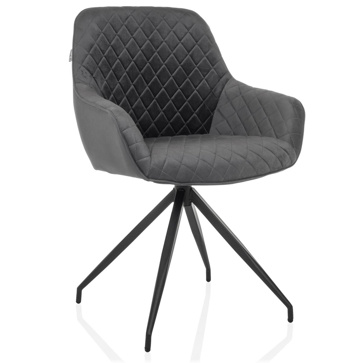 Armlehnstuhl Elverum Grau B: 58 Cm - Schwarz/Grau, MODERN, Textil/Metall (58/87/57cm) - MID.YOU