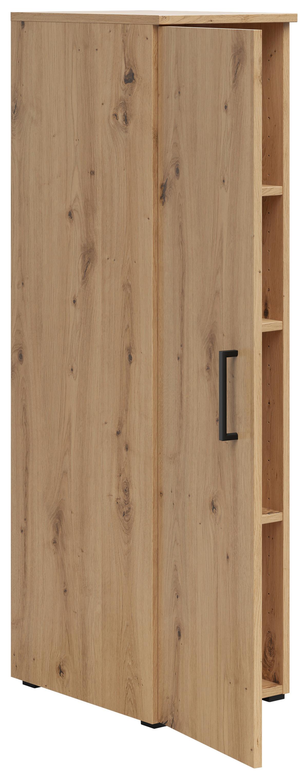 Skriňa CABINET š: 30 cm - čierna/dub artisan, Modern, kompozitné drevo/plast (30/115/40cm)