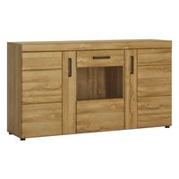 Kommode Cortina Eichefarben Dekor B: 156,8 cm - Eichefarben/Schwarz, MODERN, Glas/Holzwerkstoff (156,8/86/40,9cm)