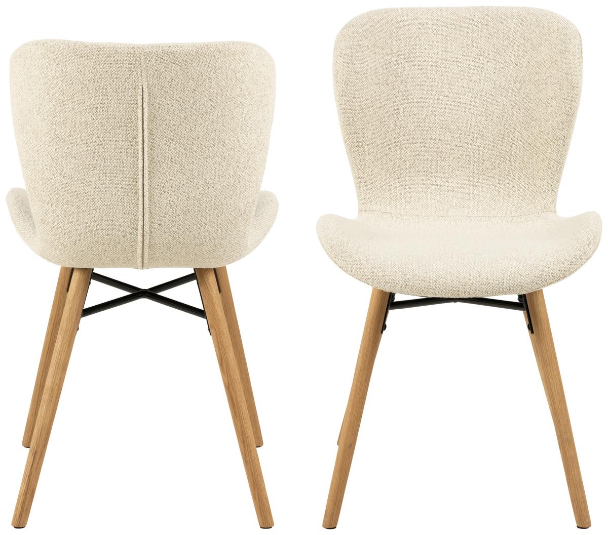 Stuhl Batilda -A1 - Eichefarben/Creme, Design, Holz/Textil (47/82,5/53cm) - MID.YOU