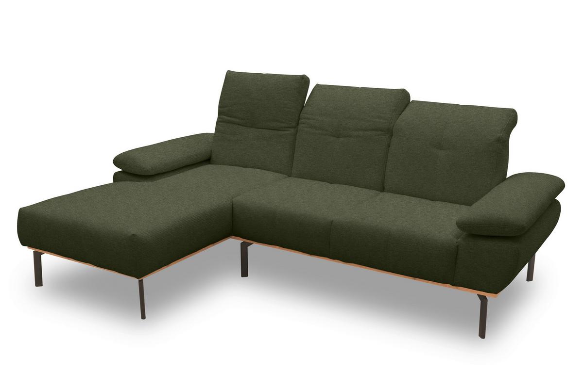 Ecksofa Grün S: 242x170 cm - Wildeiche/Schwarz, Design, Holz/Textil (242/170cm) - MID.YOU