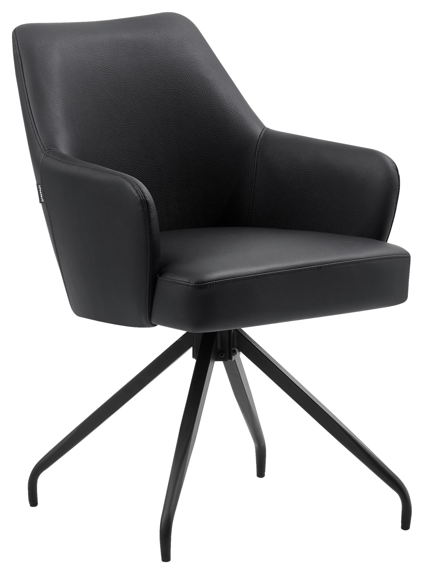 Armlehnstuhl Janette Schwarz B: 57,5 cm - Schwarz, MODERN, Leder/Holz (57,5/83,5/63cm) - Livetastic