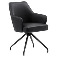 Armlehnstuhl Janette Schwarz B: 57,5 cm - Schwarz, MODERN, Leder/Holz (57,5/83,5/63cm) - Livetastic