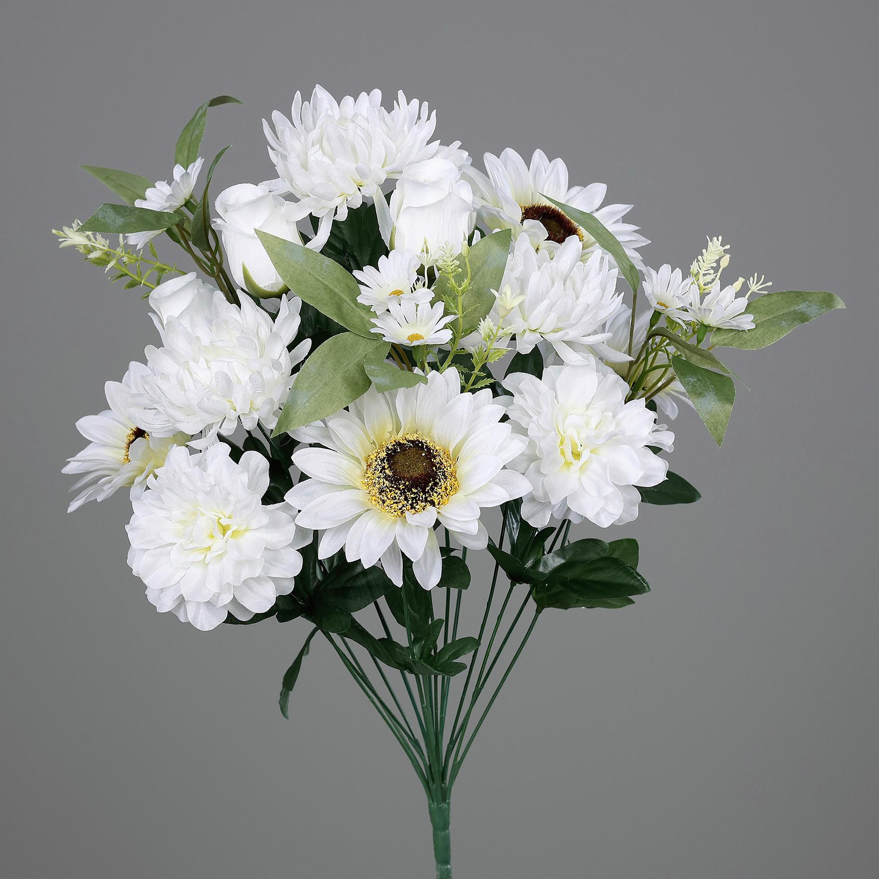 KUNSTBLUME H: 52 cm - Creme/Grün, Basics, Kunststoff/Textil (52cm)