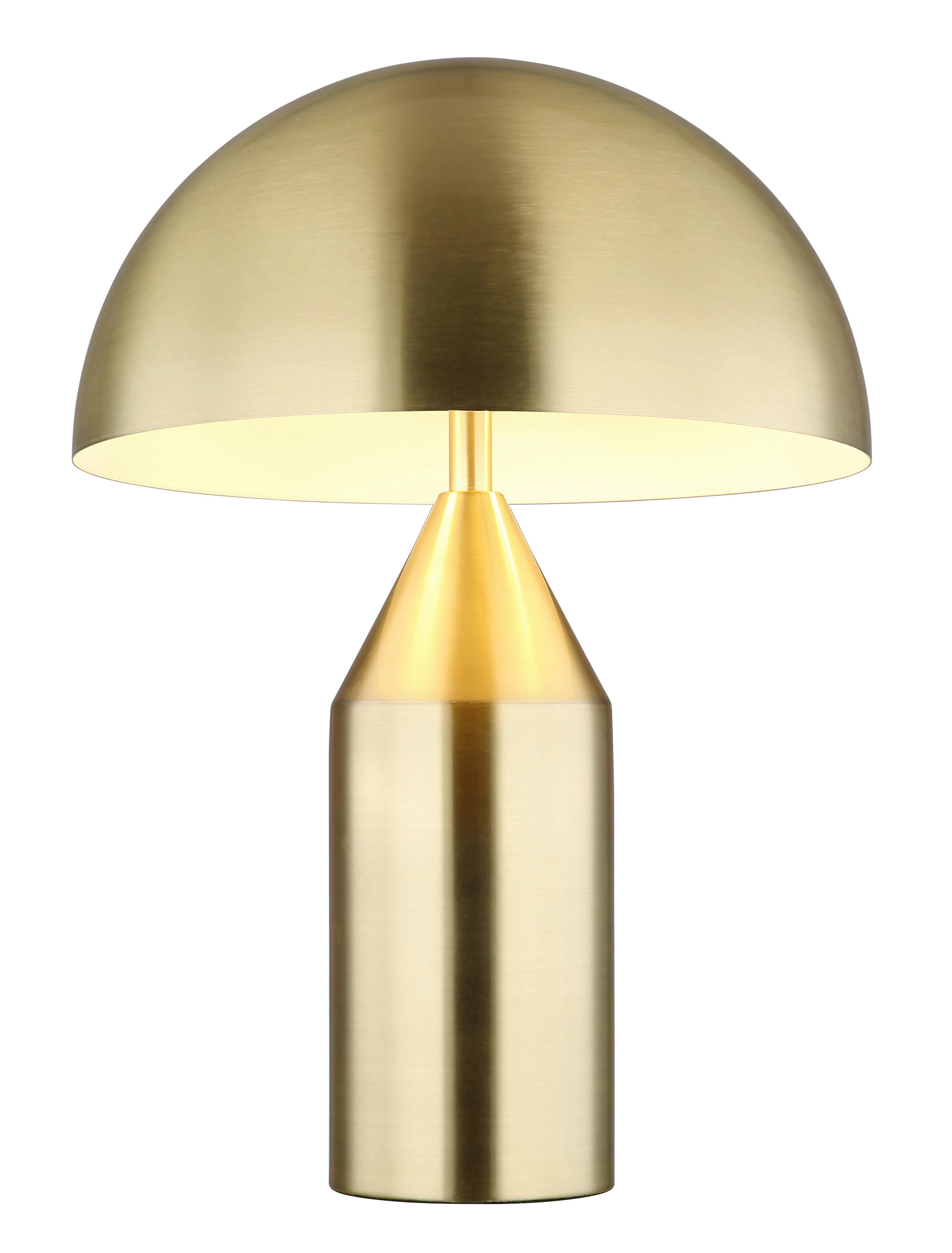 STOLNÁ LAMPA ATOMA - biela/mosadzná, Design, kov (28/39cm) - Globo