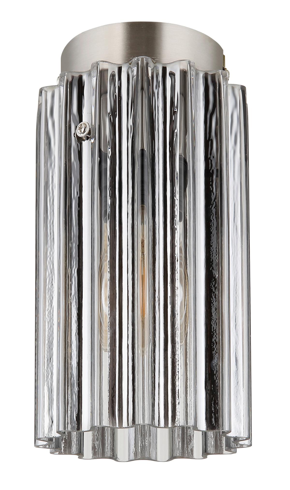 Deckenleuchte Cayden Klar Nickelfarben D: 11,5 cm - Klar/Nickelfarben, KONVENTIONELL, Glas/Metall (11.5/21cm) - Globo