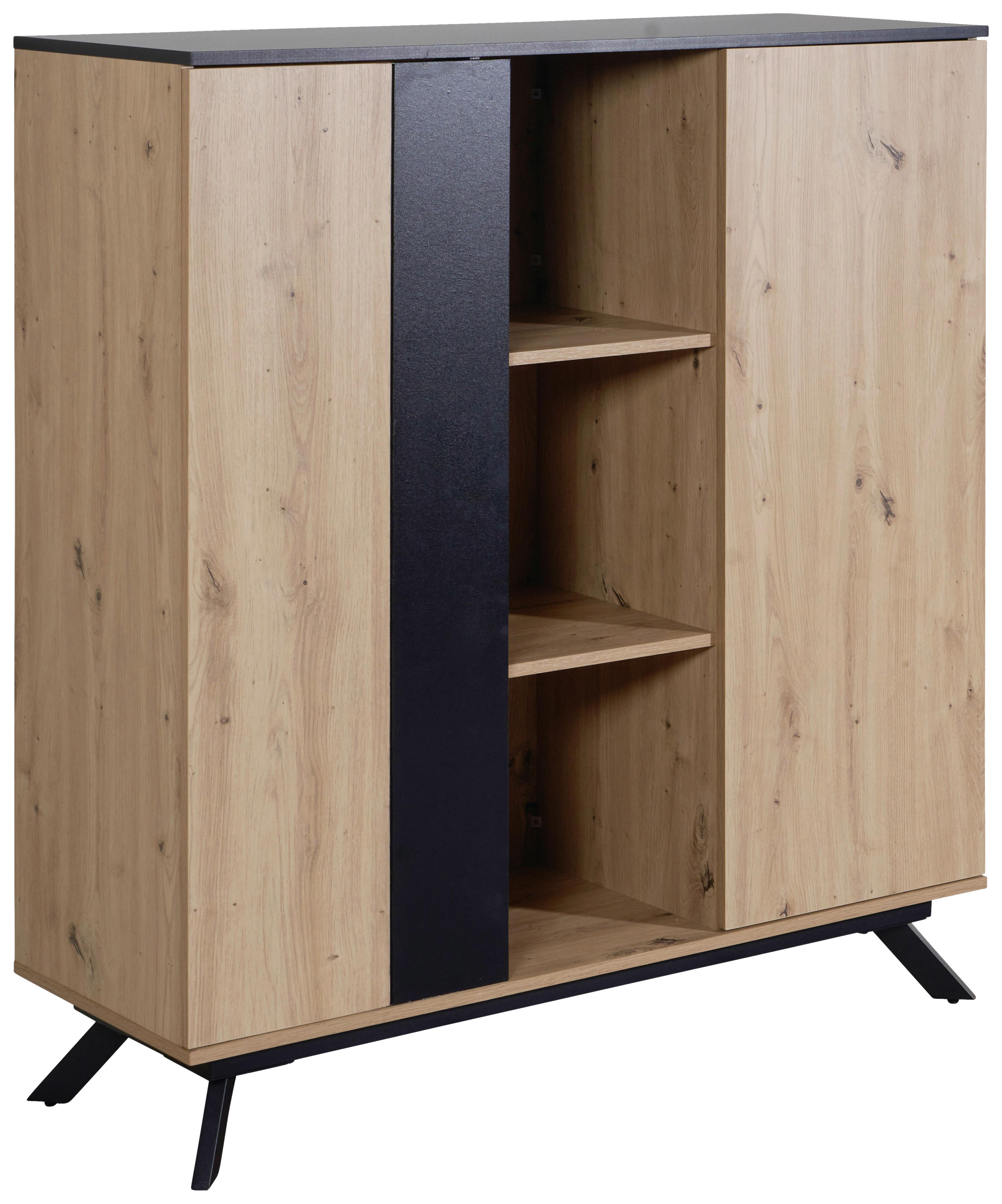 VYSOKÁ KOMODA WL - hnedá/čierna, Design, kov/kompozitné drevo (110/125/40cm) - P & B