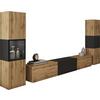 Wohnwand Berlin IIi Eiche Wotan/Schwarz B: 240 cm - Eiche Wotan/Schwarz, Design, Glas/Holzwerkstoff (240/130/31cm) - MID.YOU