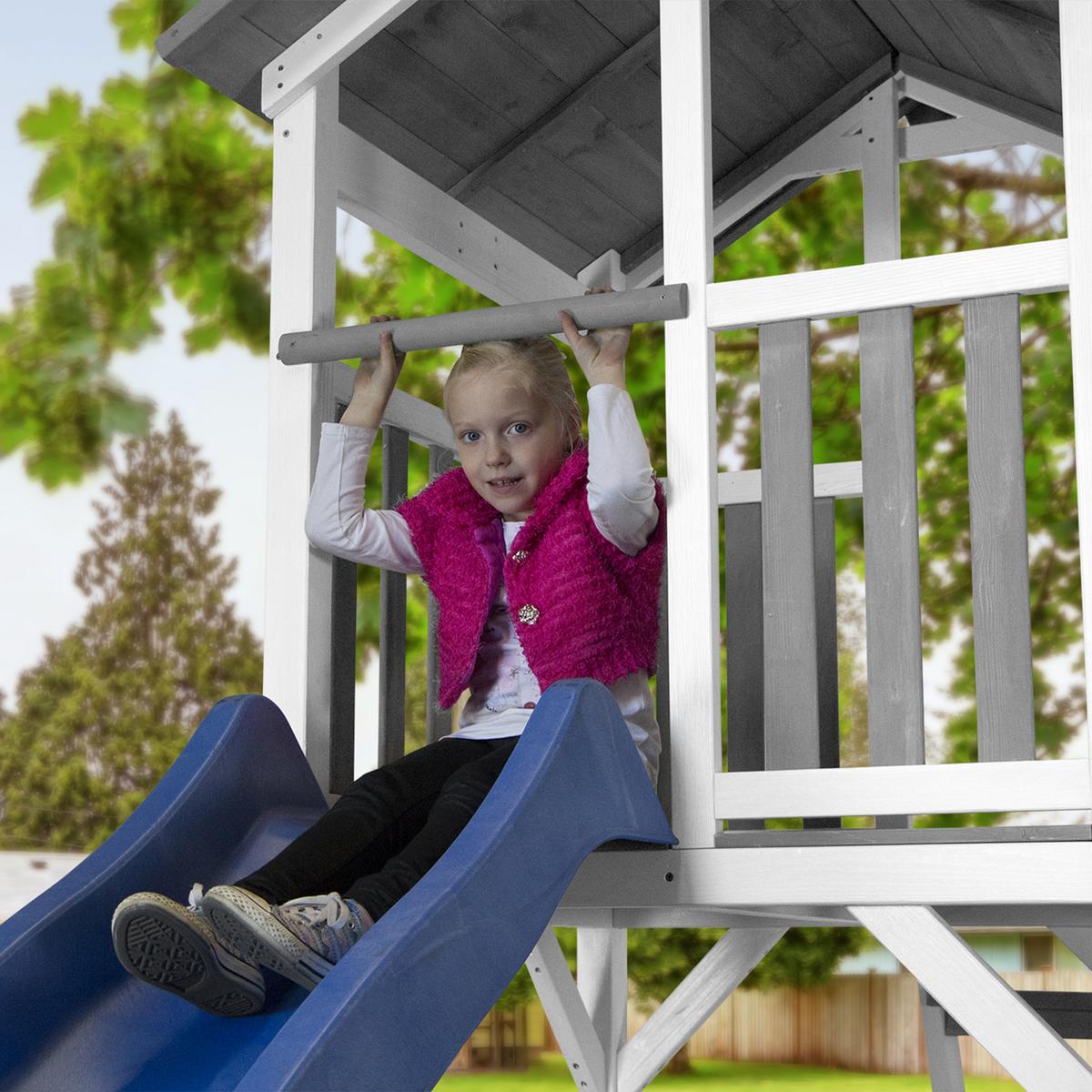 Spielhaus Climbing & Double Swing Aus Zedernholz - Blau/Weiß, Basics, Holz (519/241.9/349cm) - Ambia Garden