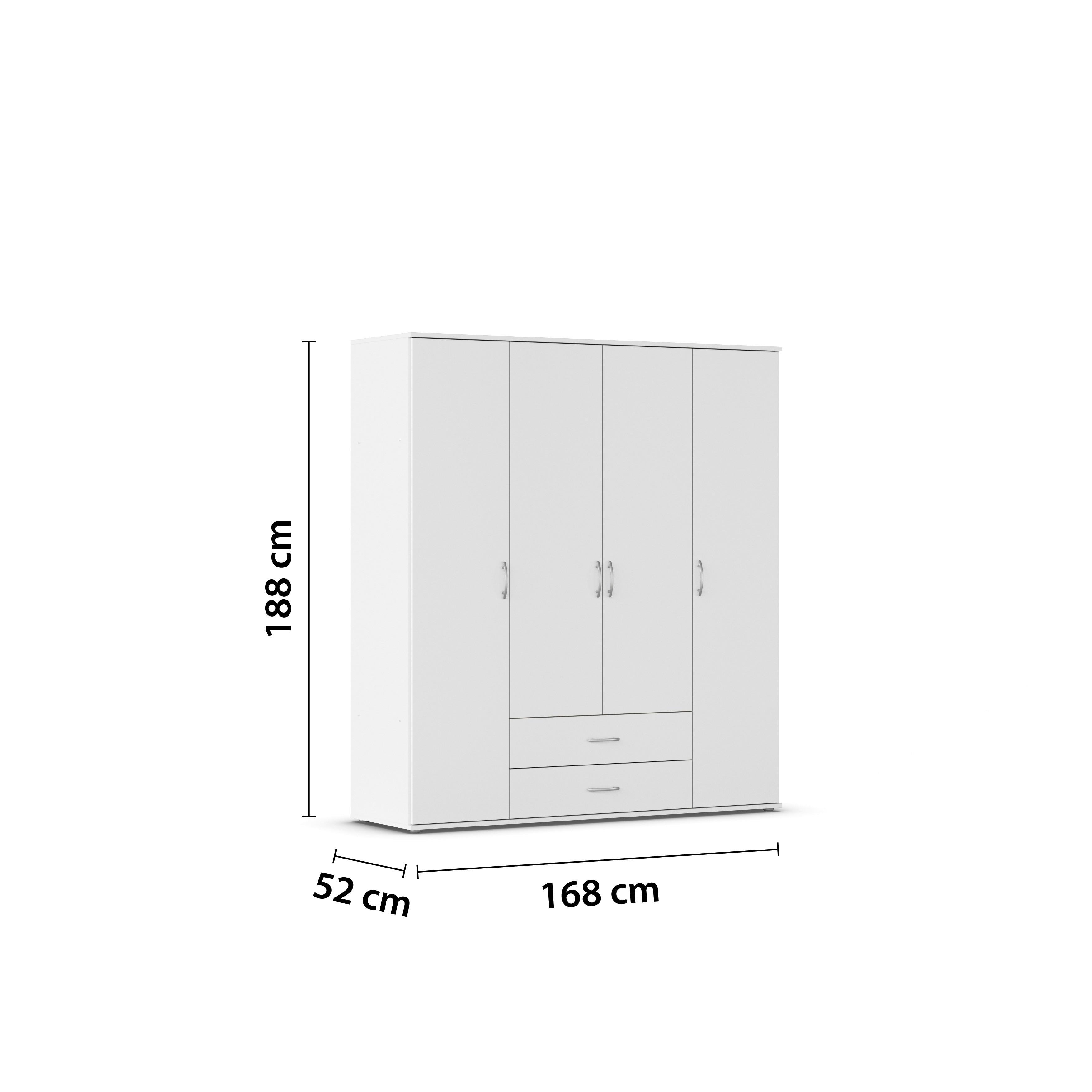 Drehtürenschrank Mit Schubladen 168cm Paul 4 - Weiß, KONVENTIONELL, Holzwerkstoff (168/188/52cm)