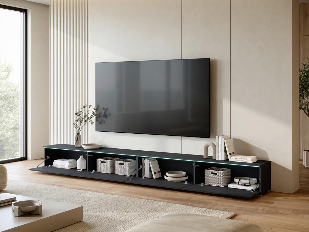 NÍZKÁ KOMODA LOWBOARD D 300 - šedá/černá, Basics, kompozitní dřevo/plast (300/32/33cm) - P & B