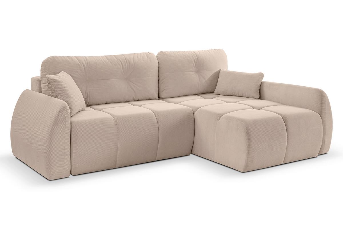 Ecksofa Sancho Long Beige S: 255x155cm - Beige/Schwarz, Basics, Holz/Textil (255/155cm) - MID.YOU