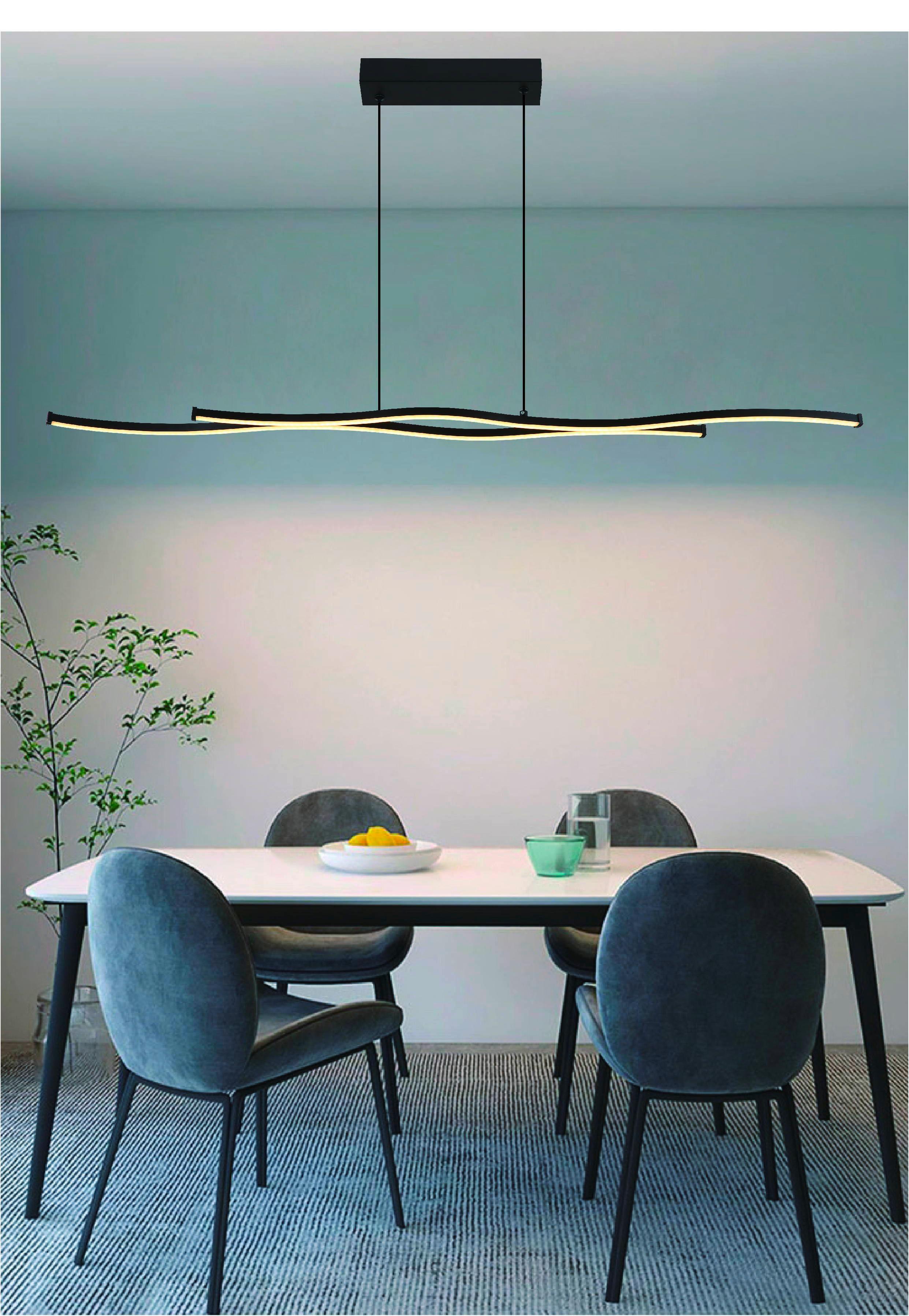 Led Függőlámpa Noma - fekete/opál, Modern, műanyag/fém (110,4/8,6/120cm) - Luca Bessoni