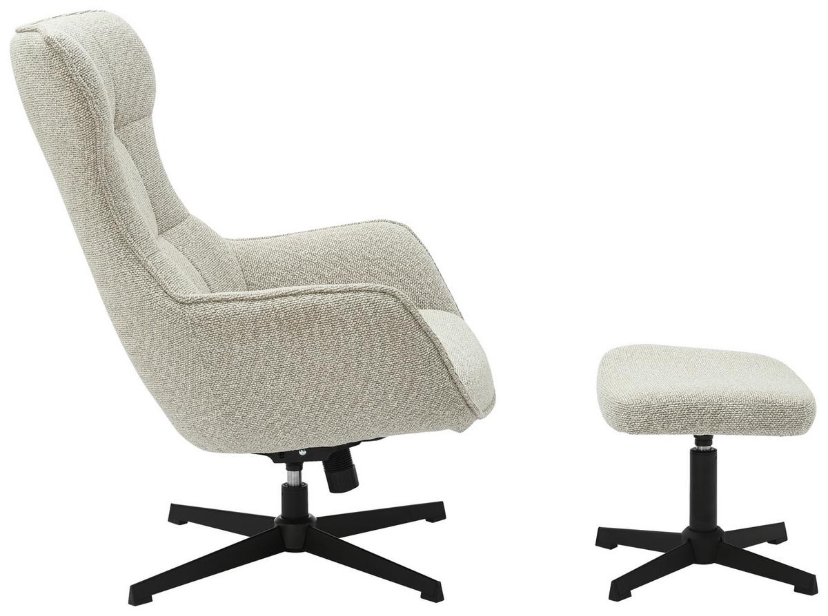 Relaxsessel Bogota Beige, 360° Drehbar - Beige/Schwarz, MODERN, Textil/Metall (76/101/86cm) - Luca Bessoni