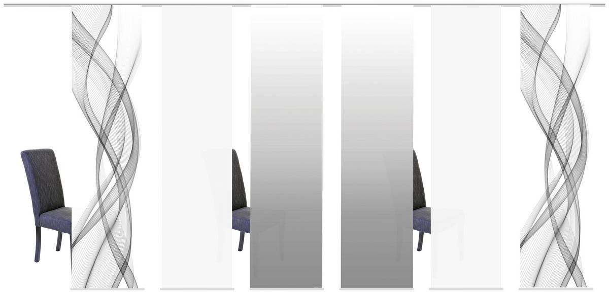 Flächenvorhang 6-Tlg. Ferrola B: 60 cm, Grau/Weiß - Grau, Basics, Textil (60/245cm)