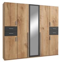 Drehtürenschrank 225cm Vegas Eiche Dekor/Graphitfarben - Eichefarben/Graphitfarben, Basics, Holzwerkstoff (225/208/58cm) - MID.YOU