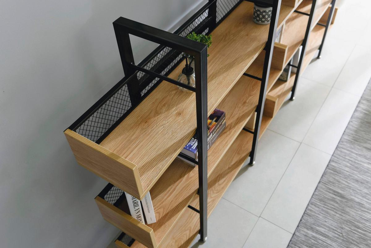 Regal Naturfarben/schwarz B: 120 Cm - Schwarz/Naturfarben, Design, Holzwerkstoff/Metall (120/180/30cm) - Livetastic