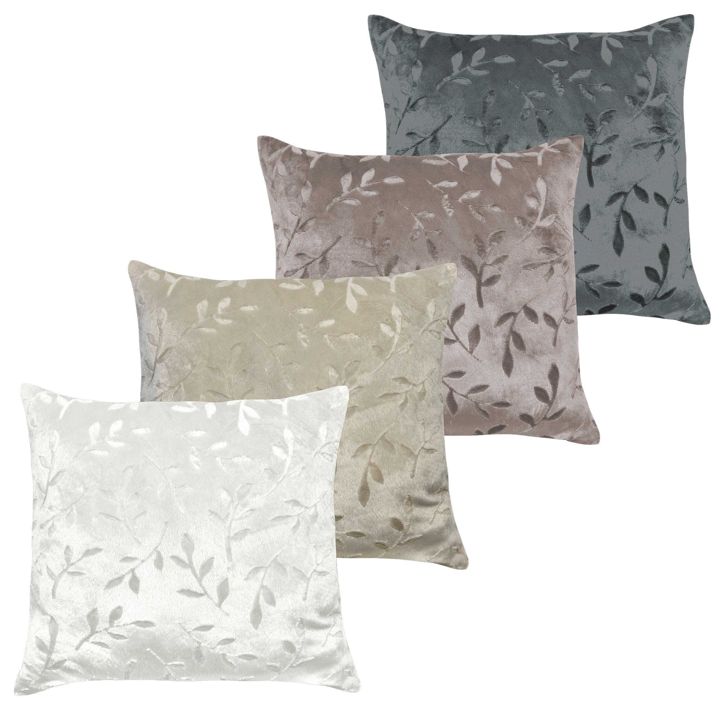 Zierkissen Petra 48x48 cm Mikrofaser Blätterdesign - Sandfarben/Beige, KONVENTIONELL, Textil (48/48cm) - Ondega