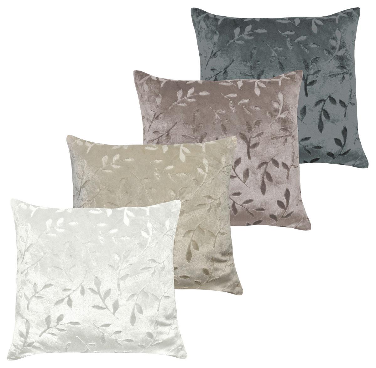 Zierkissen Petra 48x48 cm Mikrofaser Blätterdesign - Sandfarben/Beige, KONVENTIONELL, Textil (48/48cm) - Ondega