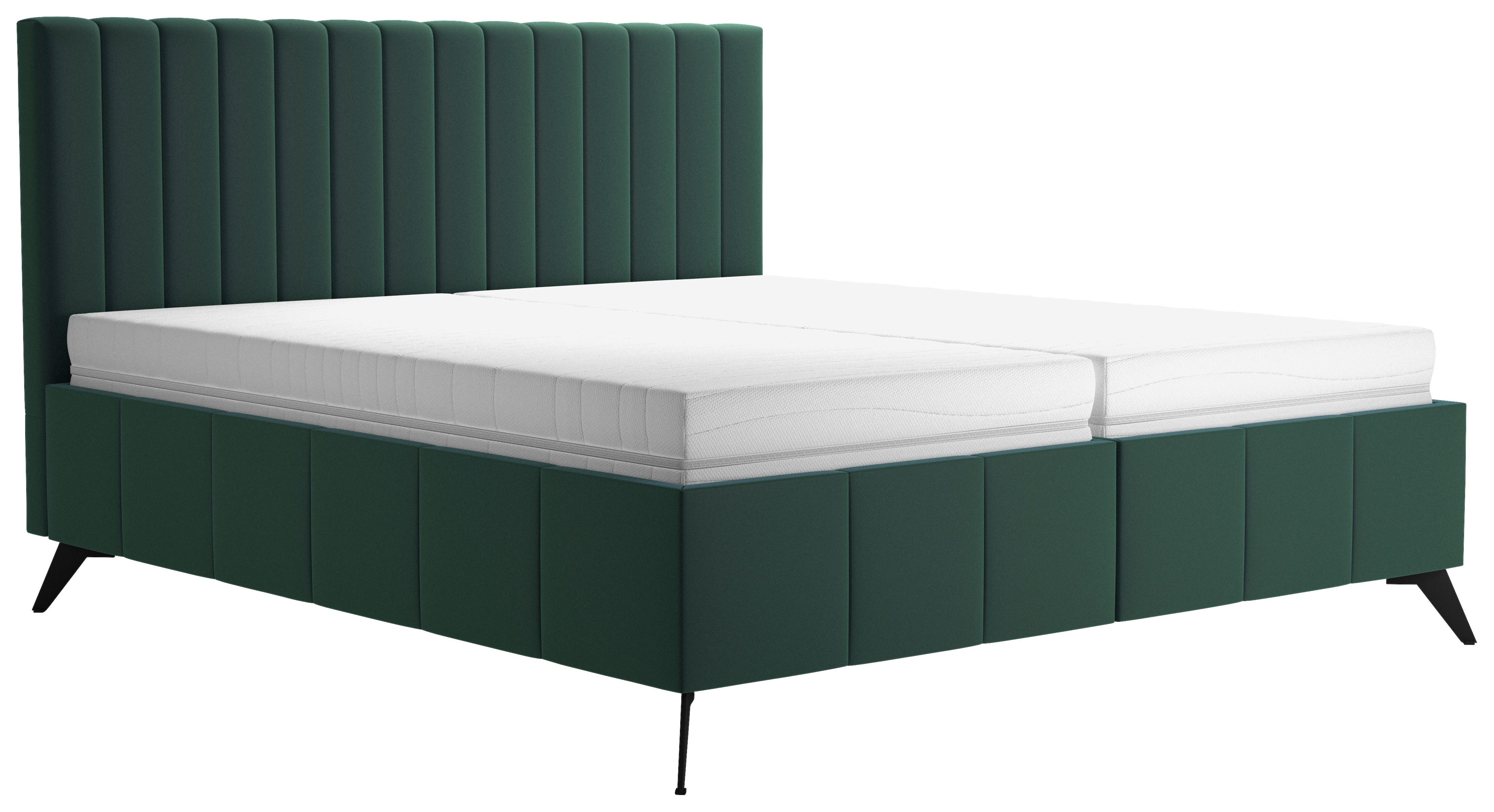 Manželská posteľ Vivien 2, 160x200, tmavozelená - čierna/tmavozelená, Modern, drevo/textil (160/200cm)