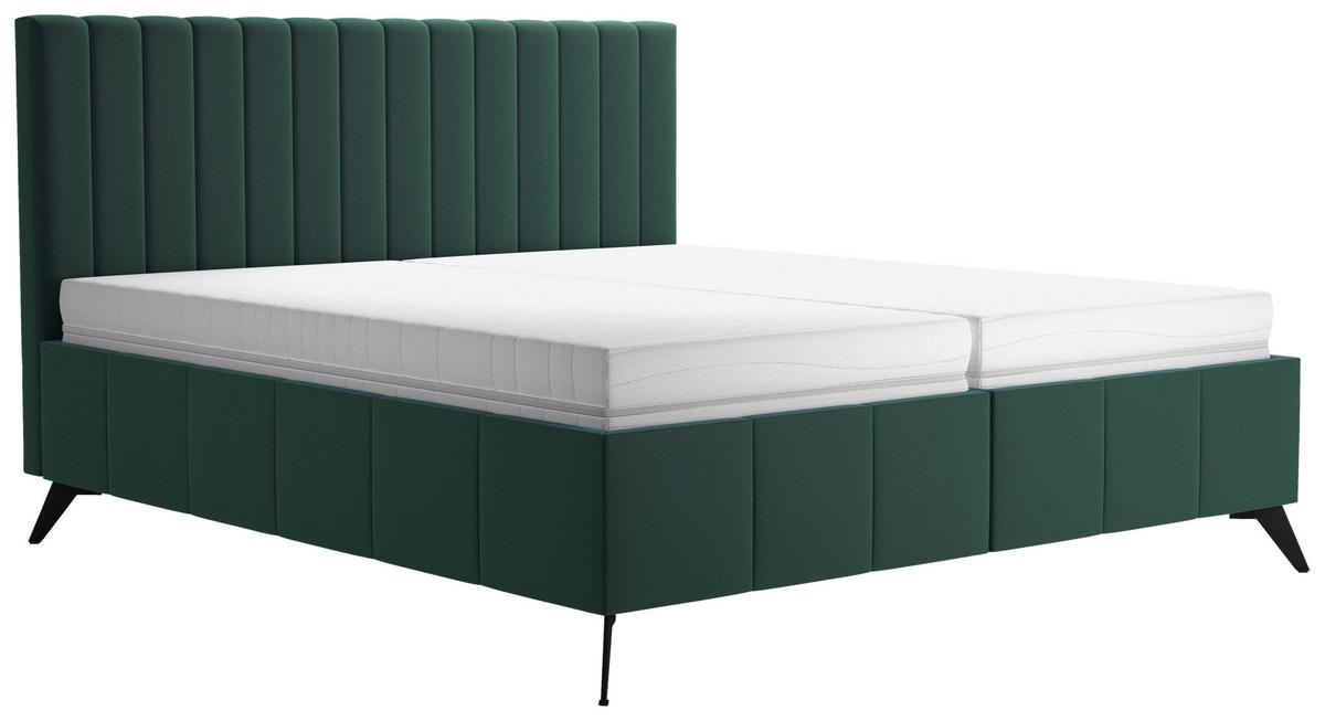 Manželská postel Vivien 2,160x200, tmavě zelená - černá/tmavě zelená, Moderní, dřevo/textil (160/200cm)